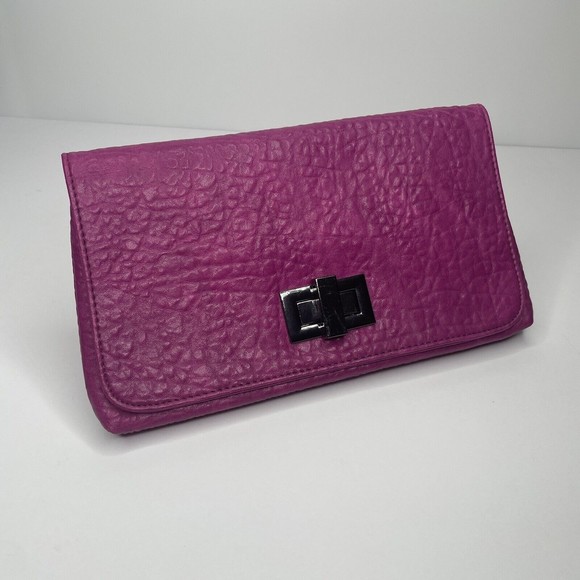 Shiraleah Clutch Pink Fuchsia Faux Leather Vegan Small Clutch - Picture 12 of 13